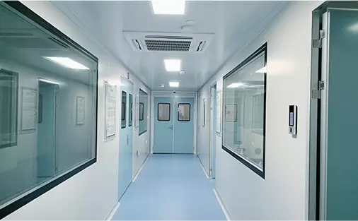 클린룸 연구실 복도 및 시설 레이아웃